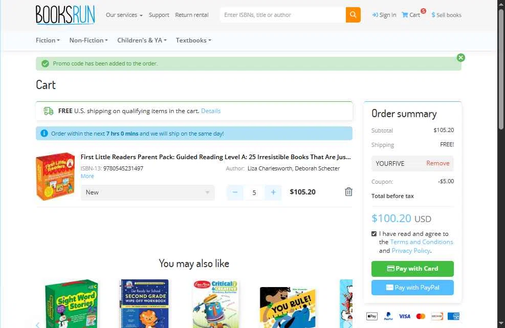 BooksRun checkout page showing BooksRun coupon code box | Screenshot taken by SimplyCodes community member on Jan 14, 2026