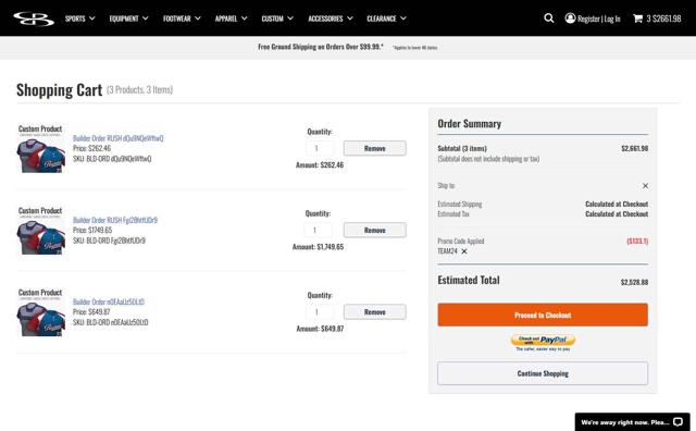 Boombah checkout page showing Boombah promo code box | Screenshot taken by SimplyCodes community member on May 30, 2025