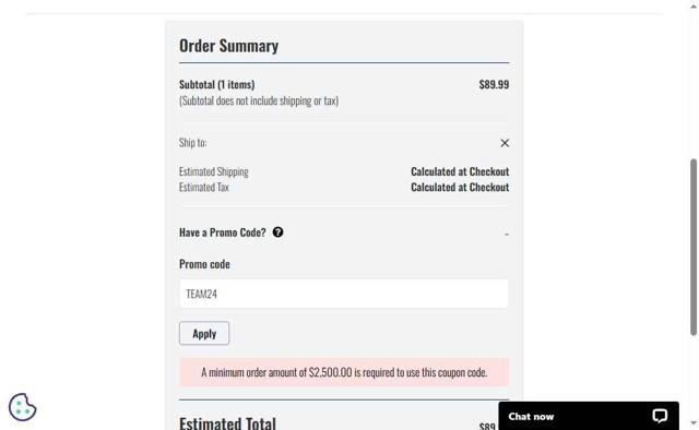 Boombah checkout page showing Boombah promo code box | Screenshot taken by SimplyCodes community member on Aug 13, 2025