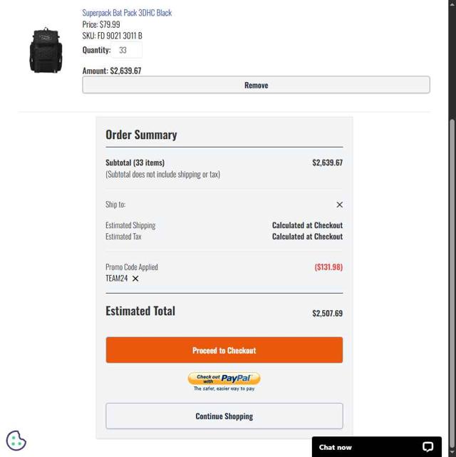 Boombah checkout page showing Boombah promo code box | Screenshot taken by SimplyCodes community member on Aug 7, 2025