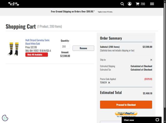 Boombah checkout page showing Boombah promo code box | Screenshot taken by SimplyCodes community member on Jul 31, 2025
