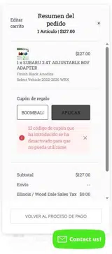 Boomba Racing coupon verification screenshot