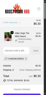 CHIKENCHIKEN coupon verification screenshot