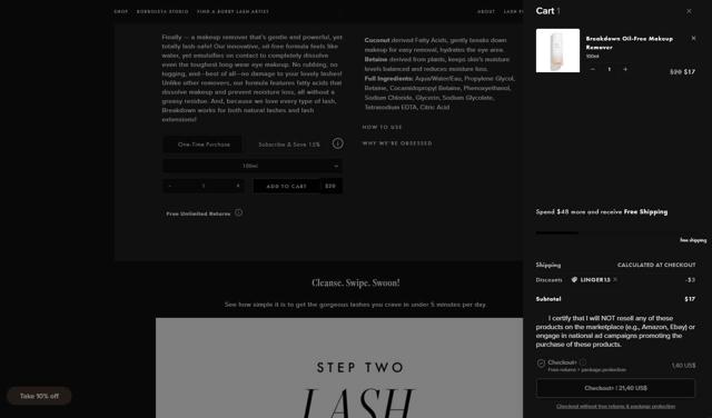 Borboleta checkout page showing Borboleta discount code box | Screenshot taken by SimplyCodes community member on Sep 15, 2025