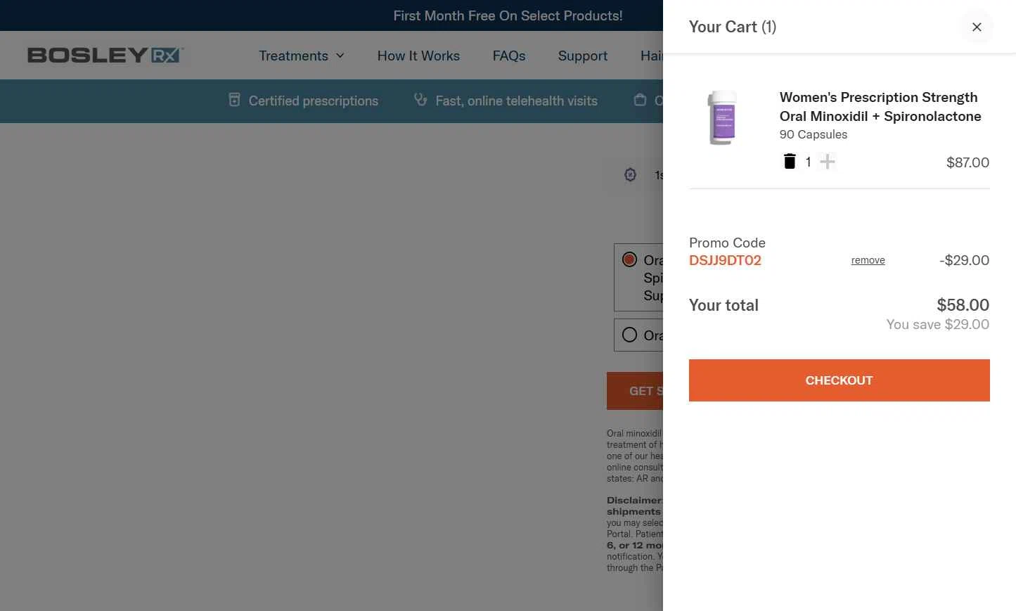 BosleyRx checkout page showing BosleyRx promo code box | Screenshot taken by SimplyCodes community member on Oct 3, 2025