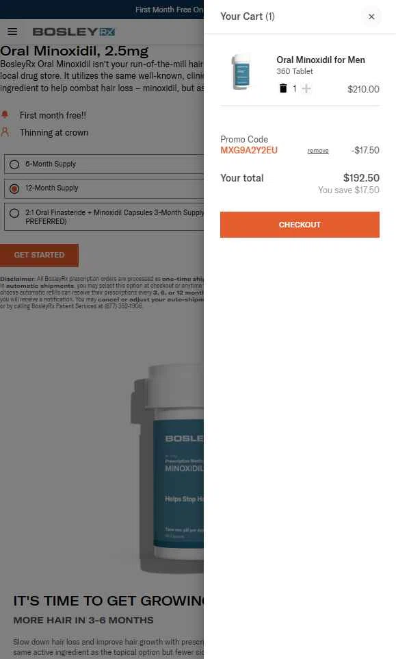 BosleyRx checkout page showing BosleyRx promo code box | Screenshot taken by SimplyCodes community member on Dec 3, 2025