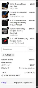 Boss Hammer Co coupon verification screenshot