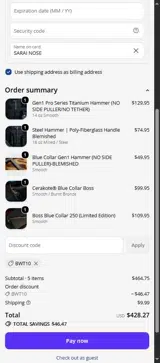 Boss Hammer Co coupon verification screenshot