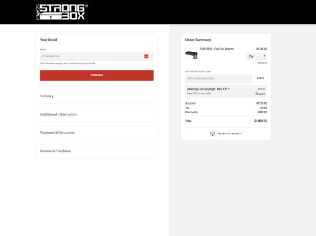 BOSS StrongBox checkout page showing BOSS StrongBox promo code box | Screenshot taken by SimplyCodes community member on Aug 24, 2025