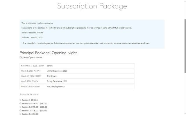 Boston Ballet checkout page showing Boston Ballet promo code box | Screenshot taken by SimplyCodes community member on Jul 3, 2025