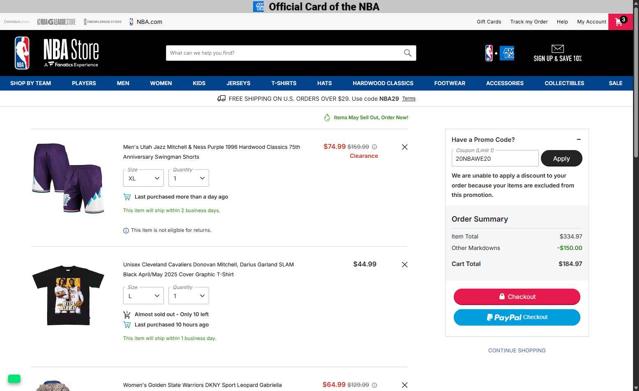 Boston Celtics checkout page showing Boston Celtics promo code box | Screenshot taken by SimplyCodes community member on Sep 6, 2025