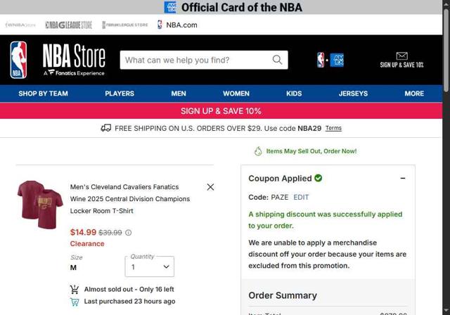 Boston Celtics checkout page showing Boston Celtics promo code box | Screenshot taken by SimplyCodes community member on Oct 4, 2025