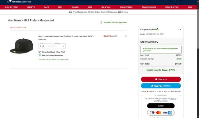Boston Red Sox checkout page showing Boston Red Sox promo code box | Screenshot taken by SimplyCodes community member on Sep 7, 2025