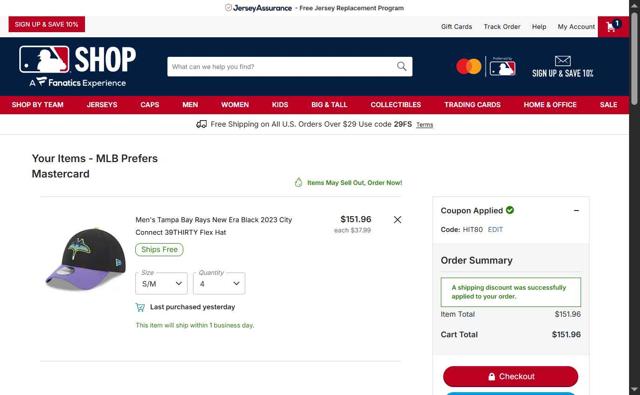 Boston Red Sox checkout page showing Boston Red Sox promo code box | Screenshot taken by SimplyCodes community member on Sep 7, 2025