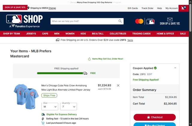 Boston Red Sox checkout page showing Boston Red Sox promo code box | Screenshot taken by SimplyCodes community member on Sep 9, 2025