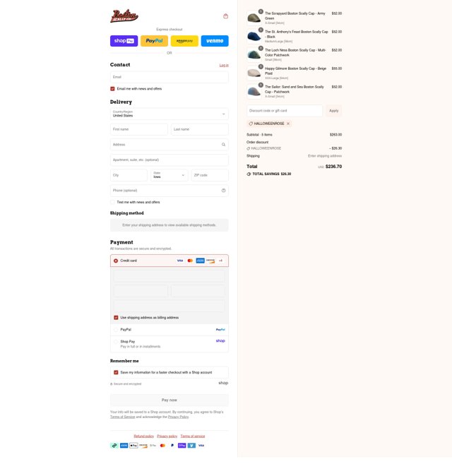 Boston Scally checkout page showing Boston Scally discount code box | Screenshot taken by SimplyCodes community member on Aug 27, 2025