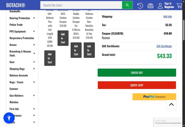 Botach checkout page showing Botach coupon code box | Screenshot taken by SimplyCodes community member on Aug 11, 2025