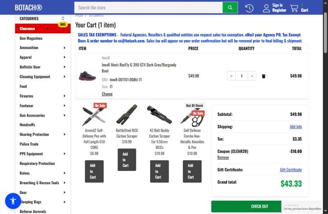 Botach checkout page showing Botach coupon code box | Screenshot taken by SimplyCodes community member on Aug 3, 2025