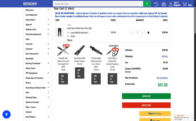 Botach checkout page showing Botach coupon code box | Screenshot taken by SimplyCodes community member on Jul 28, 2025