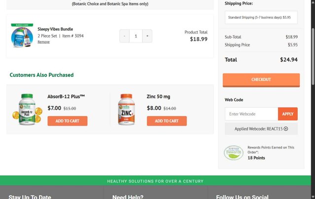Botanic Choice checkout page showing Botanic Choice promo code box | Screenshot taken by SimplyCodes community member on Jul 18, 2025