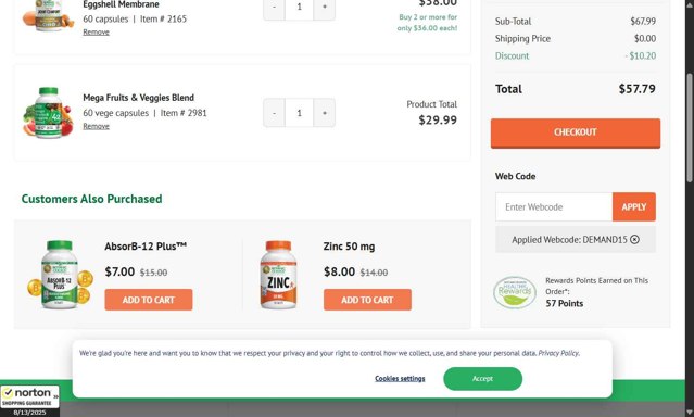 Botanic Choice checkout page showing Botanic Choice promo code box | Screenshot taken by SimplyCodes community member on Aug 13, 2025