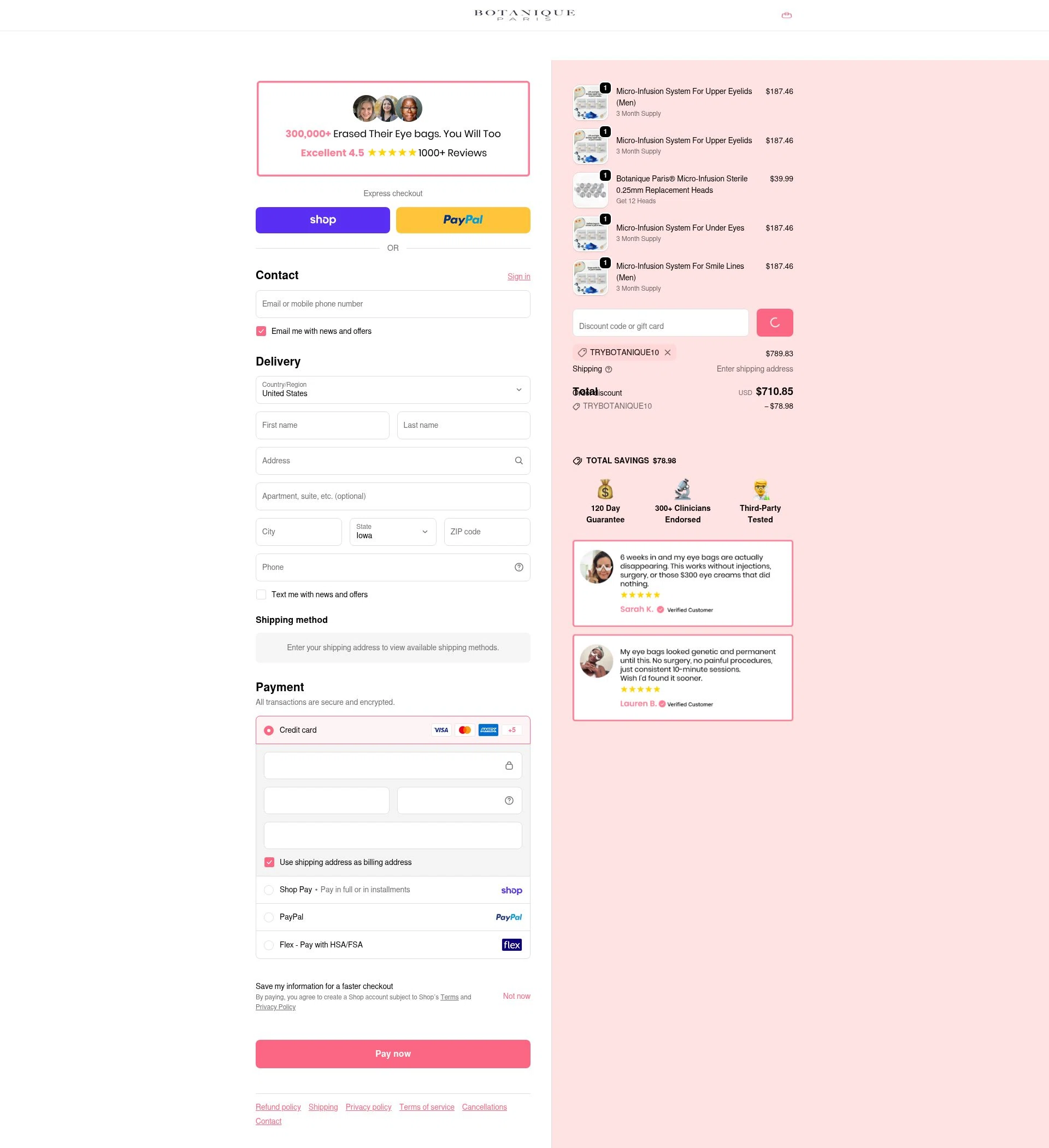 Botanique Paris checkout page showing Botanique Paris discount code box | Screenshot taken by SimplyCodes community member on Feb 14, 2026