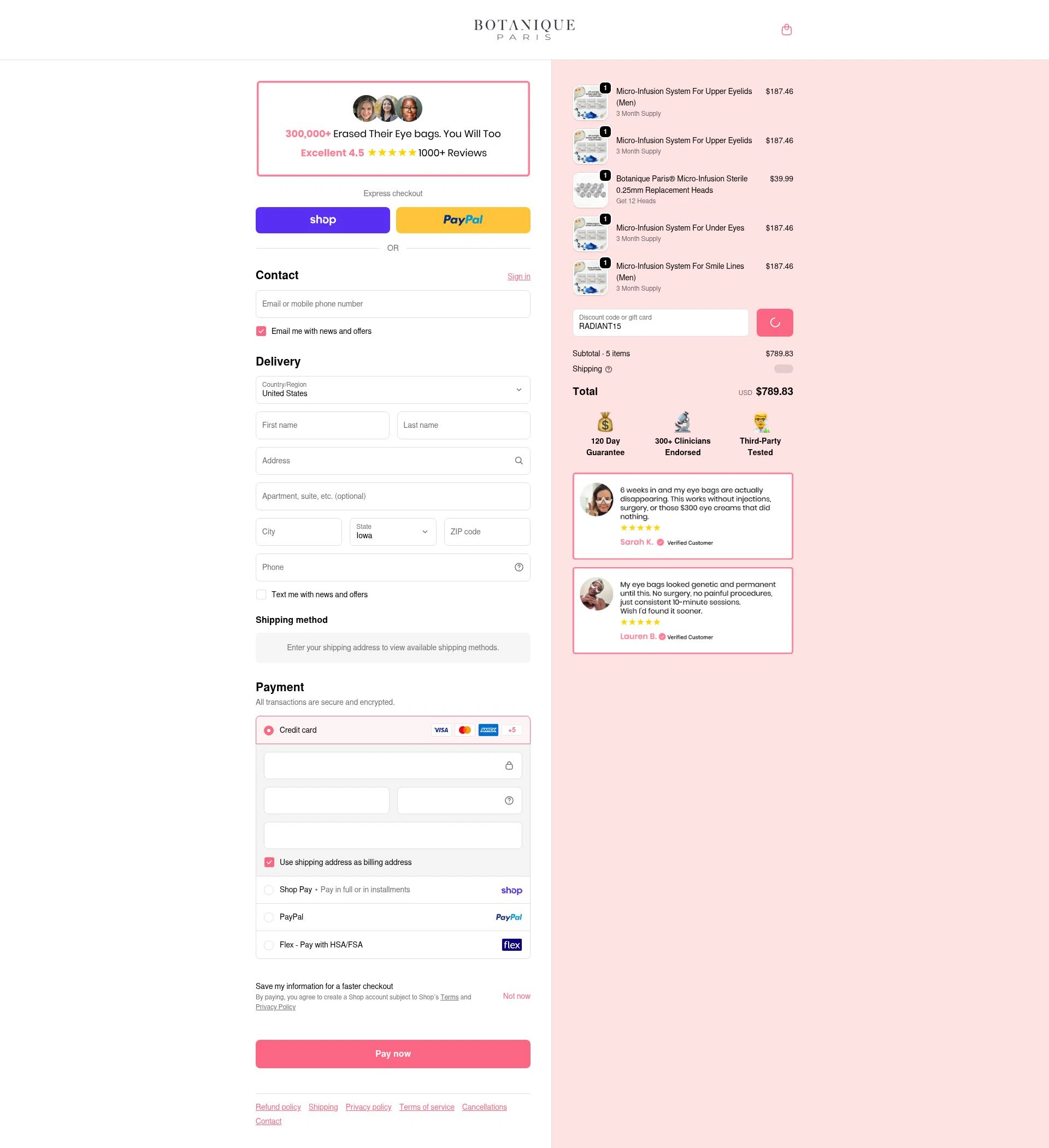Botanique Paris checkout page showing Botanique Paris discount code box | Screenshot taken by SimplyCodes community member on Feb 19, 2026