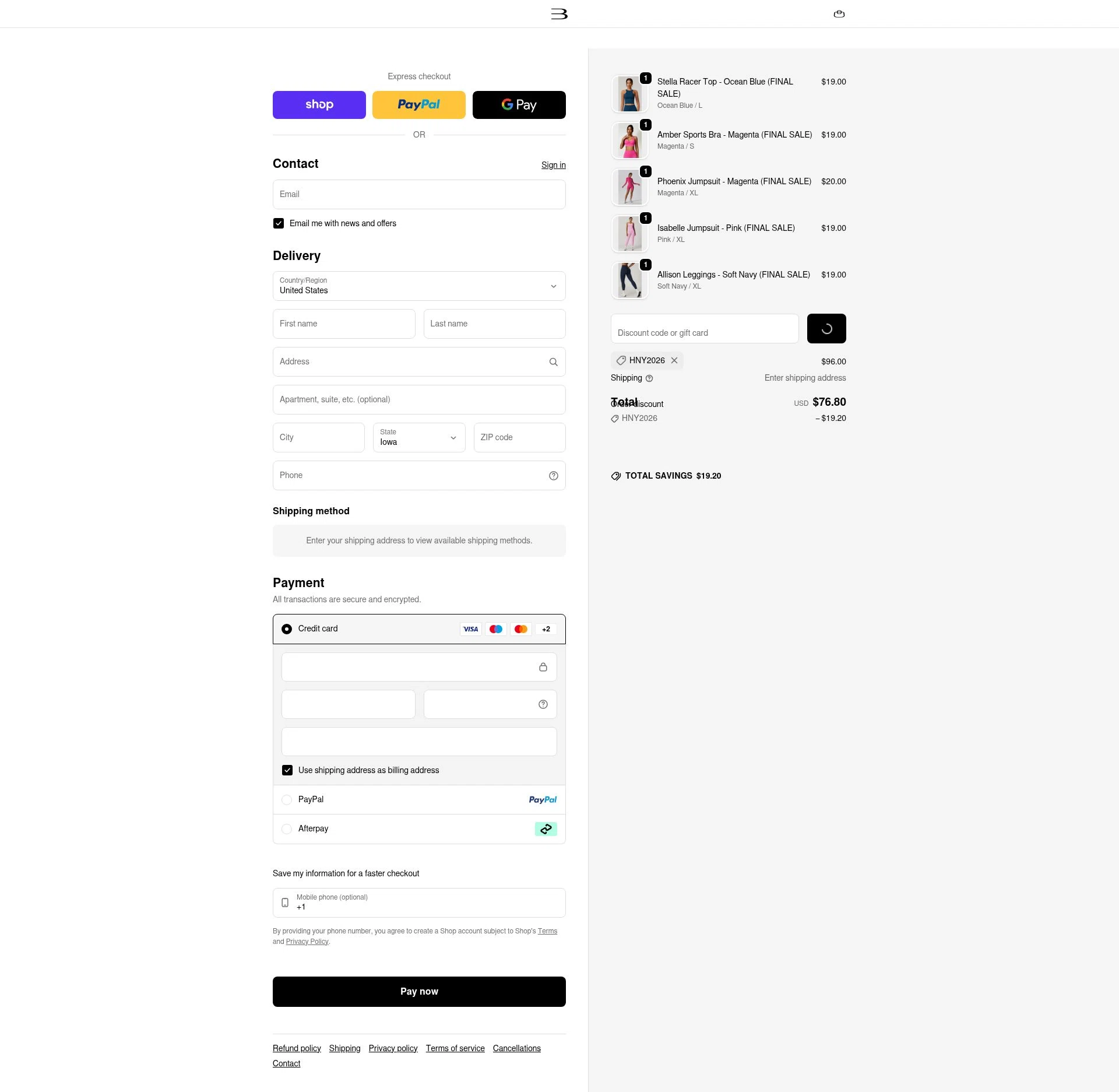 BOTA Official checkout page showing BOTA Official discount code box | Screenshot taken by SimplyCodes community member on Feb 4, 2026