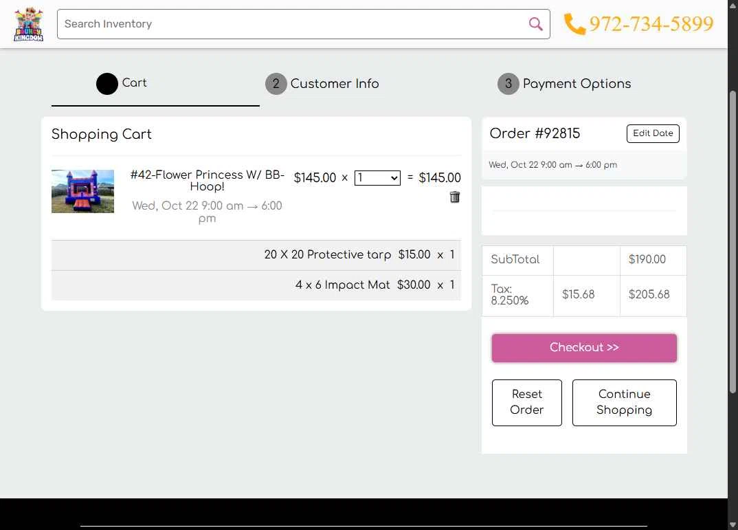 The Bouncy Kingdom checkout page showing The Bouncy Kingdom promo code box | Screenshot taken by SimplyCodes community member on Oct 17, 2025