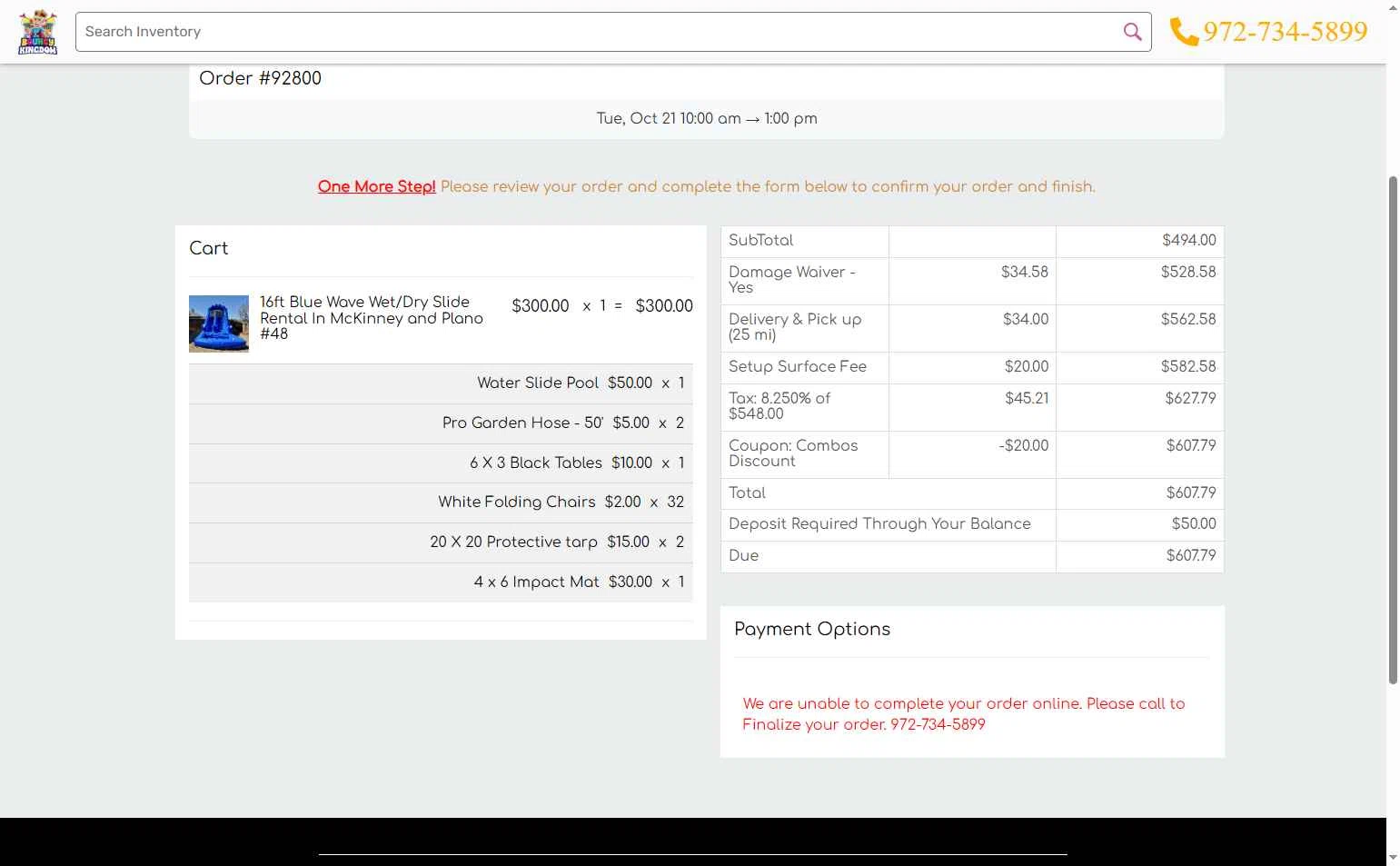 The Bouncy Kingdom checkout page showing The Bouncy Kingdom promo code box | Screenshot taken by SimplyCodes community member on Oct 16, 2025