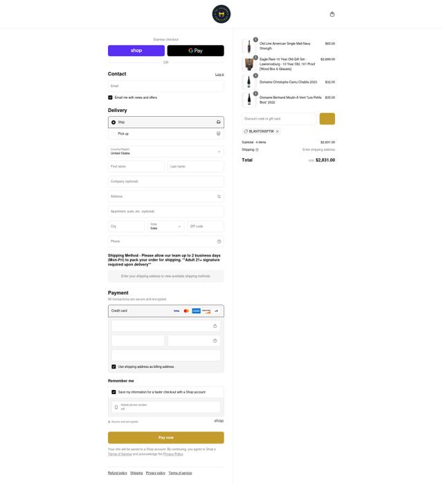 The Bourbon Concierge checkout page showing The Bourbon Concierge discount code box | Screenshot taken by SimplyCodes community member on Sep 4, 2025