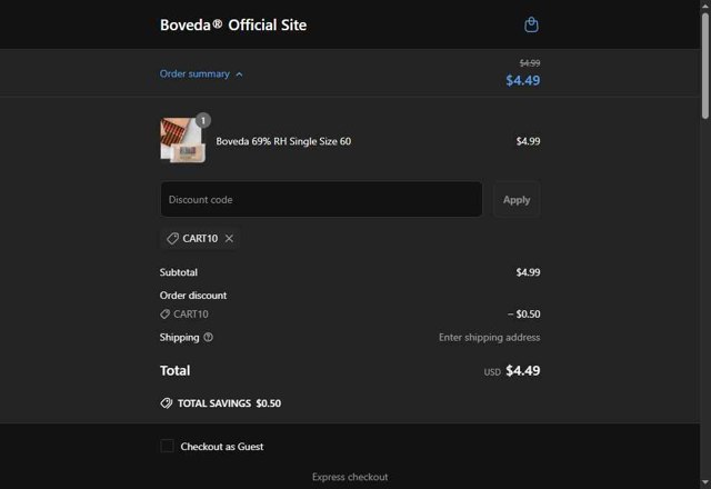 Boveda checkout page showing Boveda discount code box | Screenshot taken by SimplyCodes community member on Apr 28, 2025