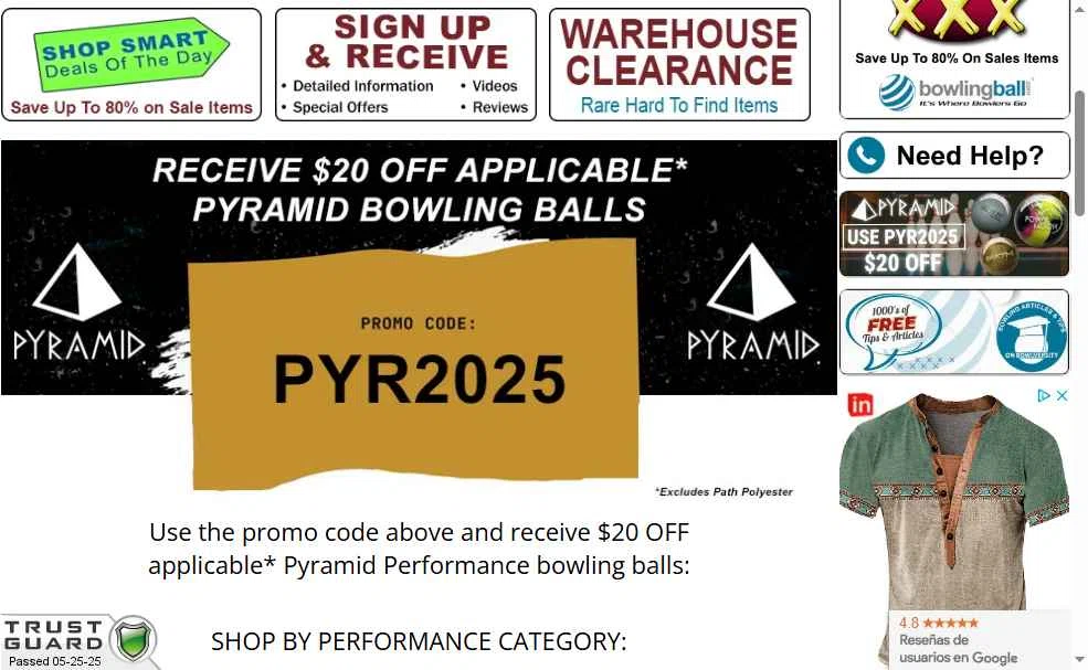 Bowlingball.com checkout page showing Bowlingball.com coupon code box | Screenshot taken by SimplyCodes community member on May 25, 2025