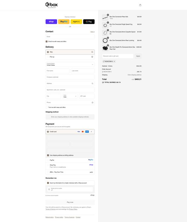 Box Components checkout page showing Box Components promo code box | Screenshot taken by SimplyCodes community member on Sep 15, 2025