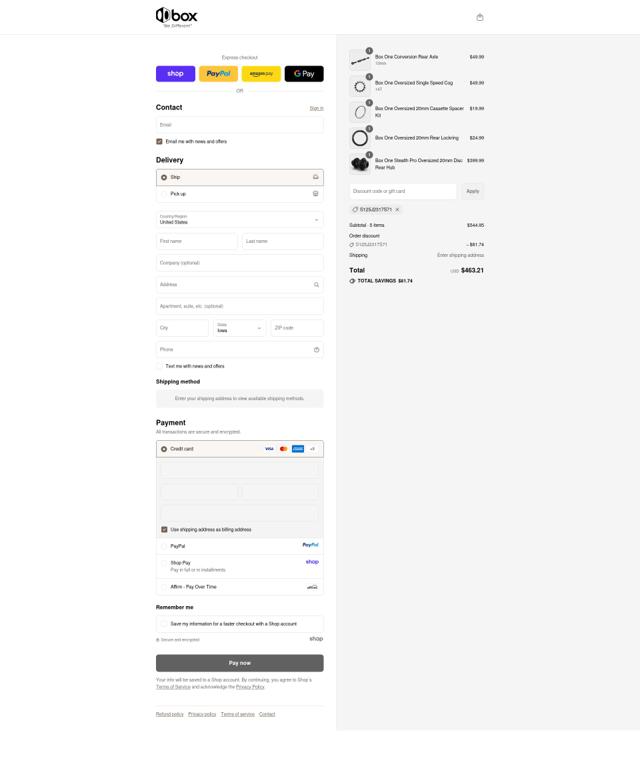 Box Components checkout page showing Box Components promo code box | Screenshot taken by SimplyCodes community member on Sep 15, 2025