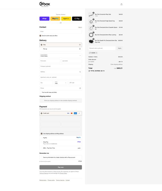 Box Components checkout page showing Box Components promo code box | Screenshot taken by SimplyCodes community member on Sep 15, 2025