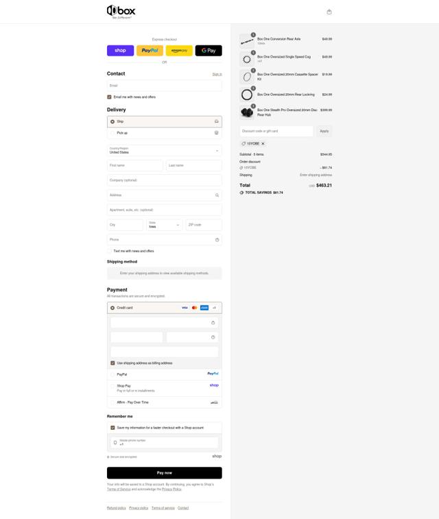 Box Components checkout page showing Box Components promo code box | Screenshot taken by SimplyCodes community member on Sep 15, 2025
