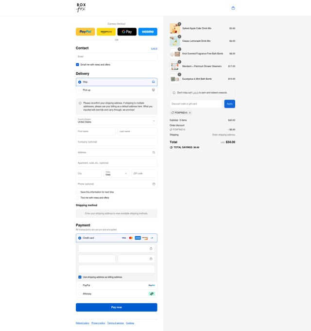 BoxFox checkout page showing BoxFox promo code box | Screenshot taken by SimplyCodes community member on Aug 23, 2025