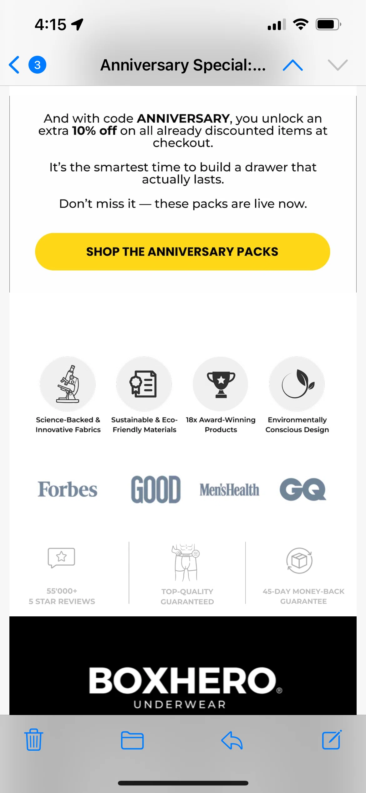 BoxHero discount code screenshot showing code ANNIVERSARY applied at BoxHero checkout page. Uploaded by SimplyCodes community member Bassnectar22 on Sep 13, 2025