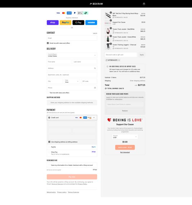 Boxraw checkout page showing Boxraw discount code box | Screenshot taken by SimplyCodes community member on Sep 3, 2025