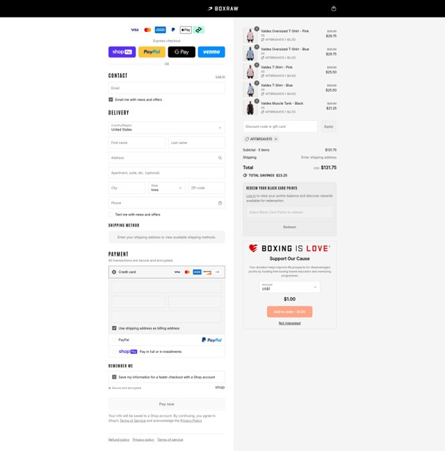Boxraw checkout page showing Boxraw discount code box | Screenshot taken by SimplyCodes community member on Jul 27, 2025