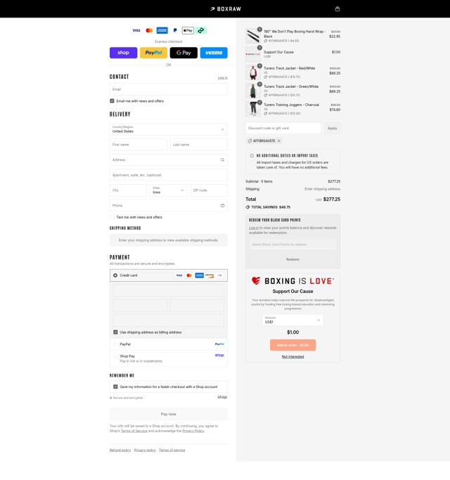 Boxraw checkout page showing Boxraw discount code box | Screenshot taken by SimplyCodes community member on Aug 30, 2025