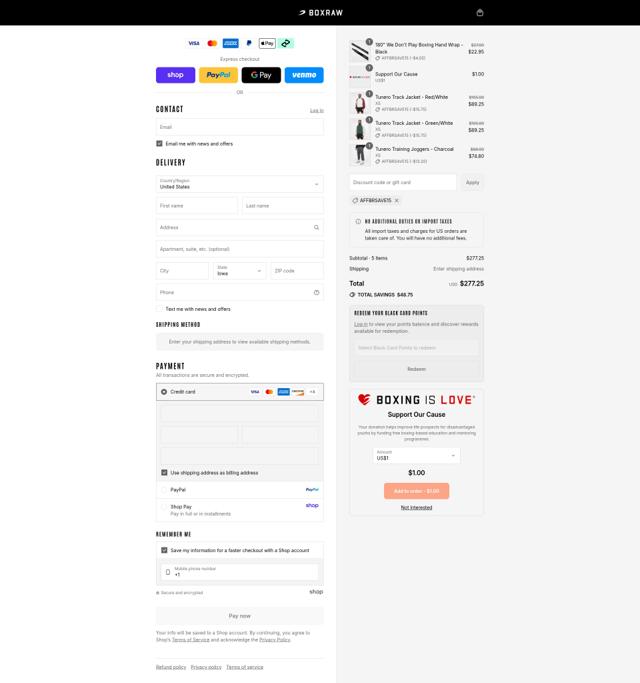 Boxraw checkout page showing Boxraw discount code box | Screenshot taken by SimplyCodes community member on Sep 7, 2025