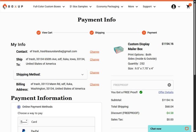 BOXUP checkout page showing BOXUP promo code box | Screenshot taken by SimplyCodes community member on Jul 13, 2025