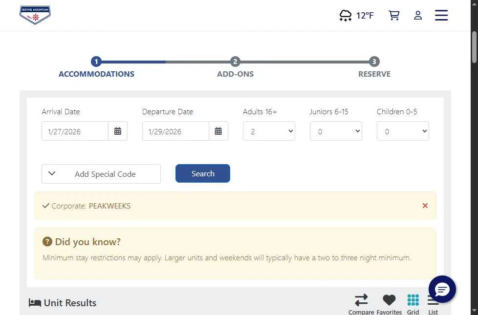 Boyne Mountain Resort checkout page showing Boyne Mountain Resort promo code box | Screenshot taken by SimplyCodes community member on Jan 27, 2026