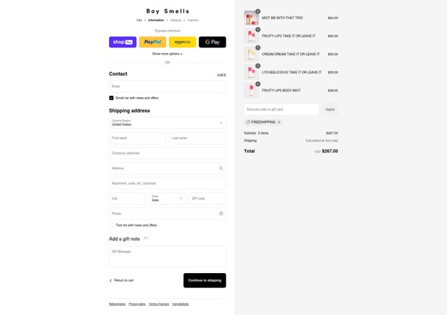 Boy Smells checkout page showing Boy Smells coupon code box | Screenshot taken by SimplyCodes community member on Aug 25, 2025