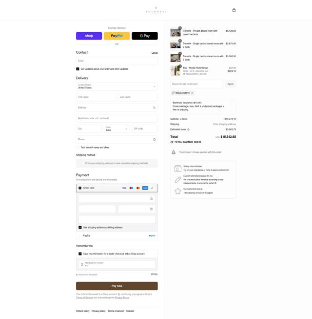 Brahmaki checkout page showing Brahmaki discount code box | Screenshot taken by SimplyCodes community member on Sep 2, 2025