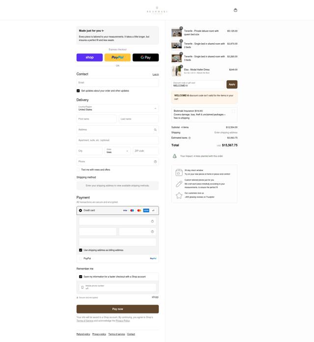 Brahmaki checkout page showing Brahmaki discount code box | Screenshot taken by SimplyCodes community member on Sep 6, 2025