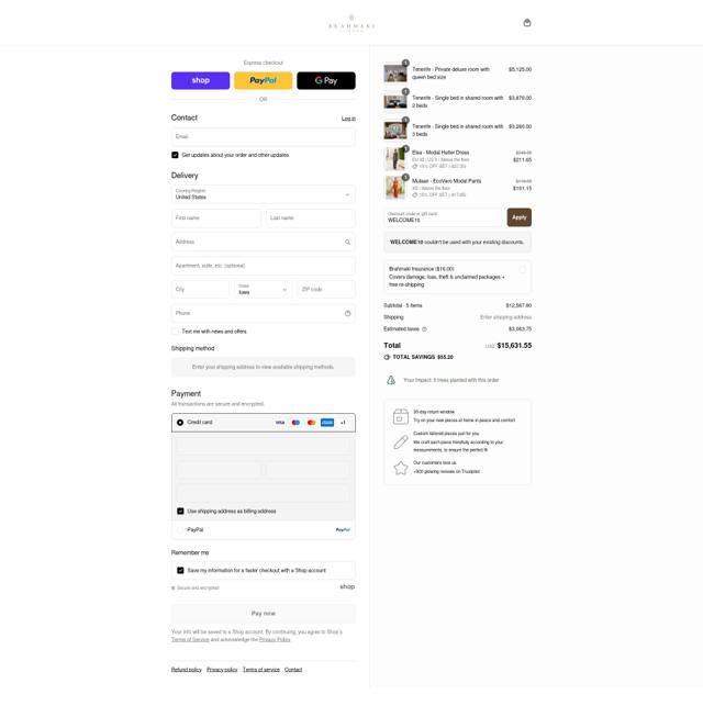 Brahmaki checkout page showing Brahmaki discount code box | Screenshot taken by SimplyCodes community member on Aug 28, 2025