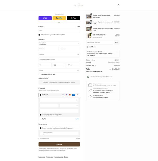 Brahmaki checkout page showing Brahmaki discount code box | Screenshot taken by SimplyCodes community member on Sep 2, 2025